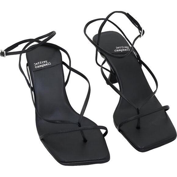 Jeffrey Campbell Fluxx strappy kitten heel sandals black ankle-strap US 8M - Picture 1 of 6